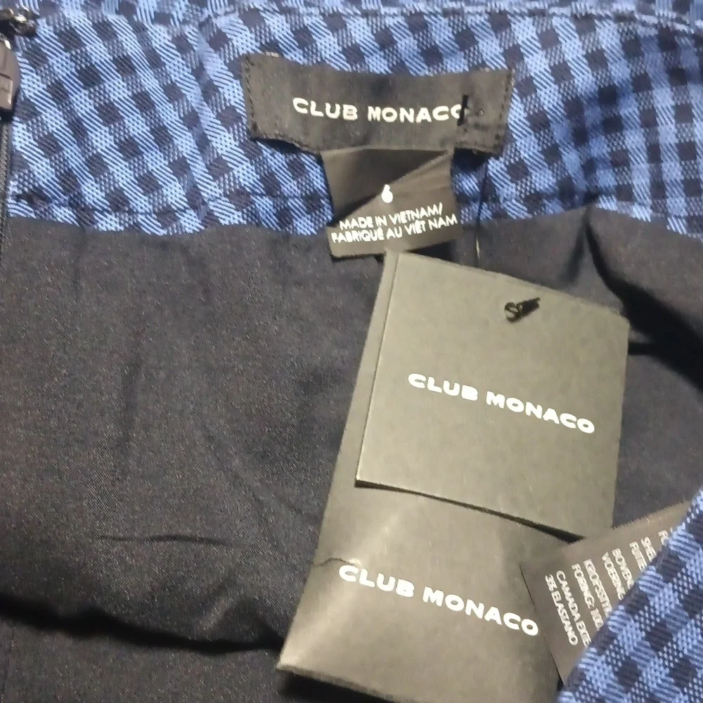 Club Monaco Gingham Pencil Skirt Blue And Black